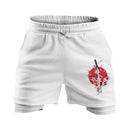 Shorts de Compressão 2 em 1 – Espada &amp; Sakura, Força e Elegância