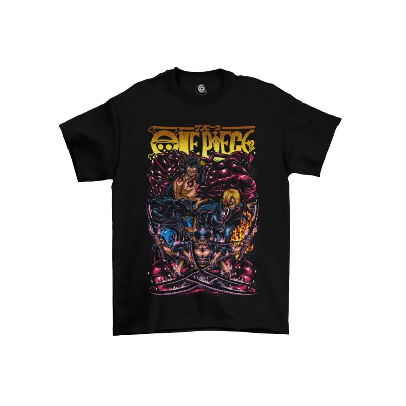 Camiseta Algodão Premium Anime One Piece - Gear Luffy, Sanji e Zoro