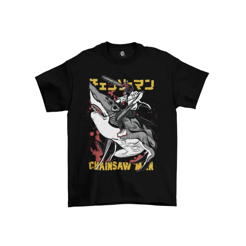 Camiseta Algodão Premium Anime Chainsaw Man - Denji Tubarão
