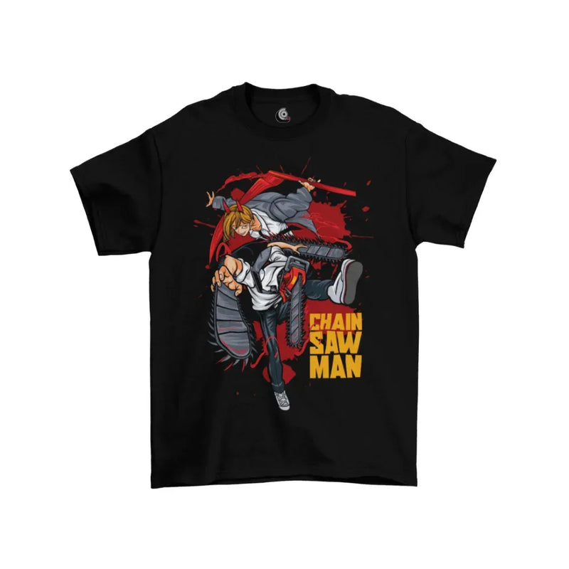 Camiseta Algodão Premium Anime Chainsaw Man - Denji e Power