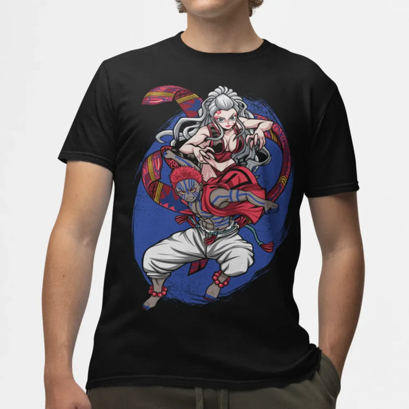 Camiseta Algodão Premium Anime Demon Slayer - Akaza e Daki