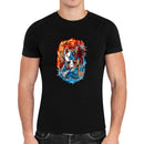Camiseta Algodão Premium Anime Kimetsu no Yaiba - Máscara Dragão Fogo e Água