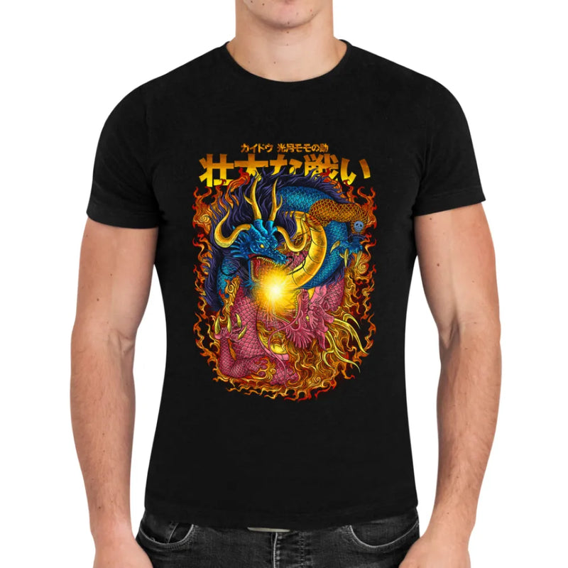 Camiseta Algodão Premium Anime One Piece - Batalha Épica dos Dragões