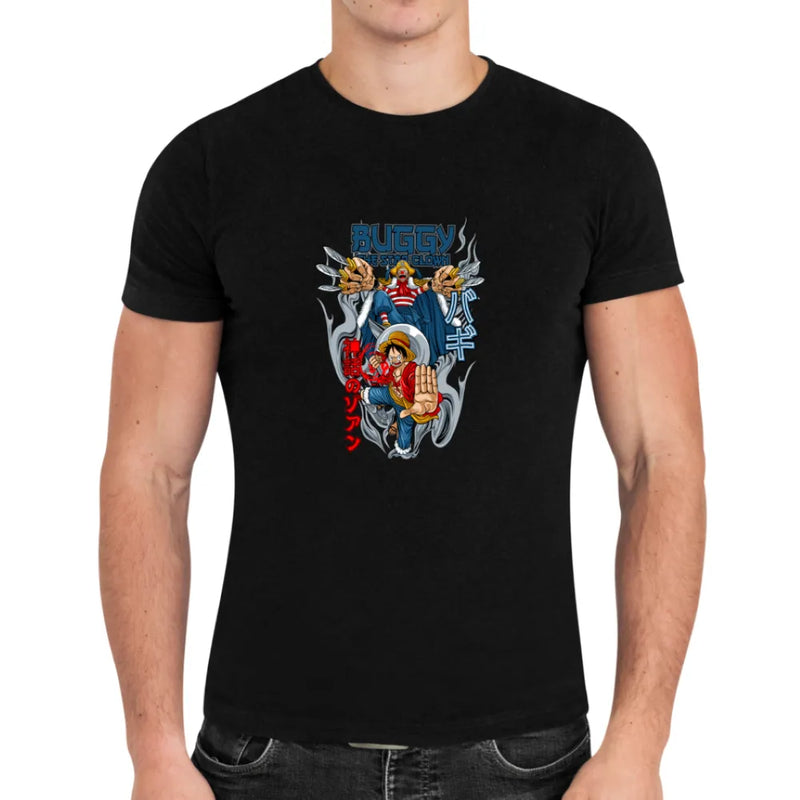 Camiseta Algodão Premium Anime One Piece - Luffy e Buggy