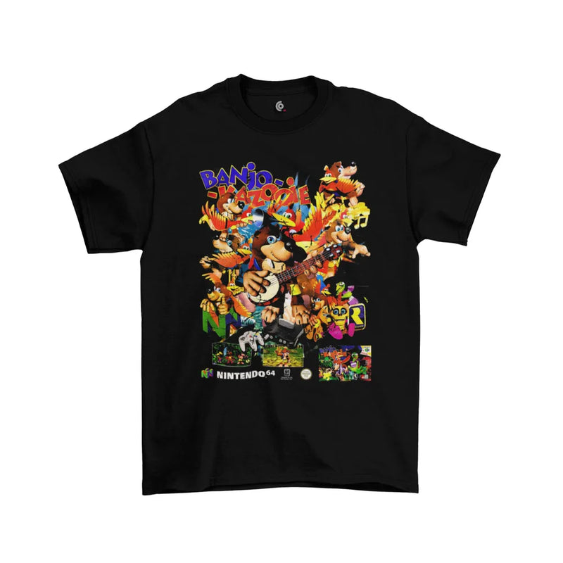 Camiseta Algodão Premium Nintendo 64 Game Banjo-Kazooie Characters
