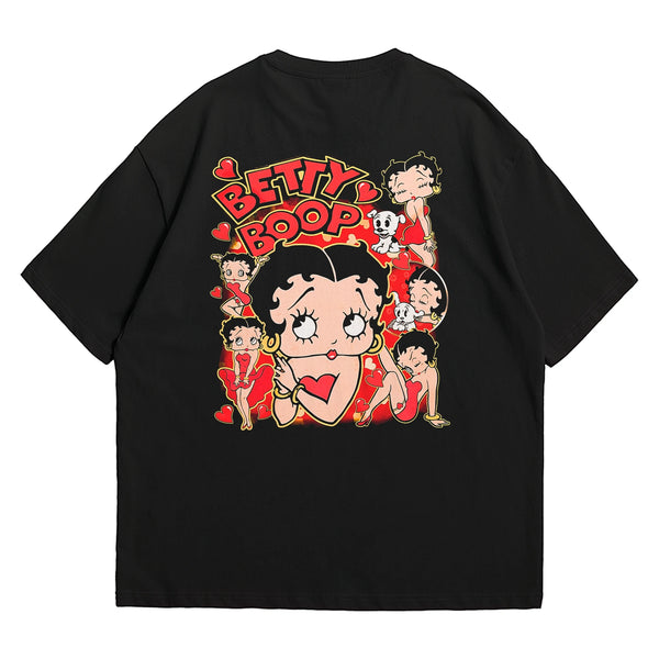 Camiseta Oversized Algodão Desenhos Retrô Betty Boop