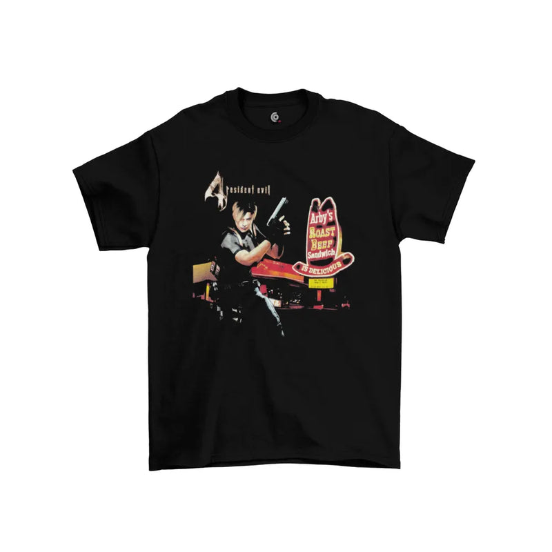 Camiseta Algodão Premium PlayStation Game Resident Evil 4 - Arby's Roast Beef Sandwich
