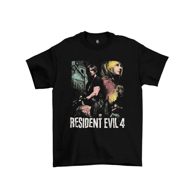 Camiseta Algodão Premium PlayStation Game Resident Evil 4 - Leon S. Kennedy and Ashley Graham