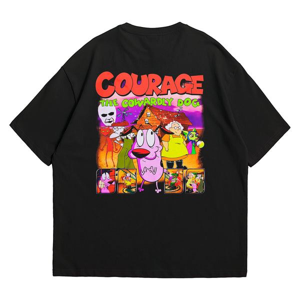 Camiseta Oversized Algodão Desenhos Retrô Courage the Cowardly Dog