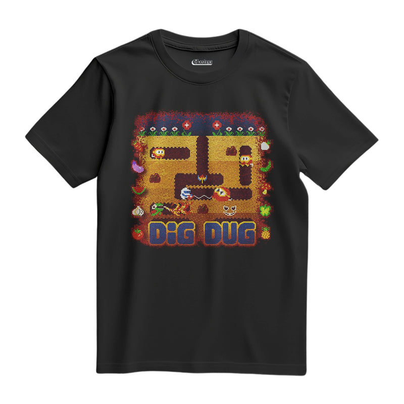 Camiseta Algodão Premium Pixel Game Dig Dug