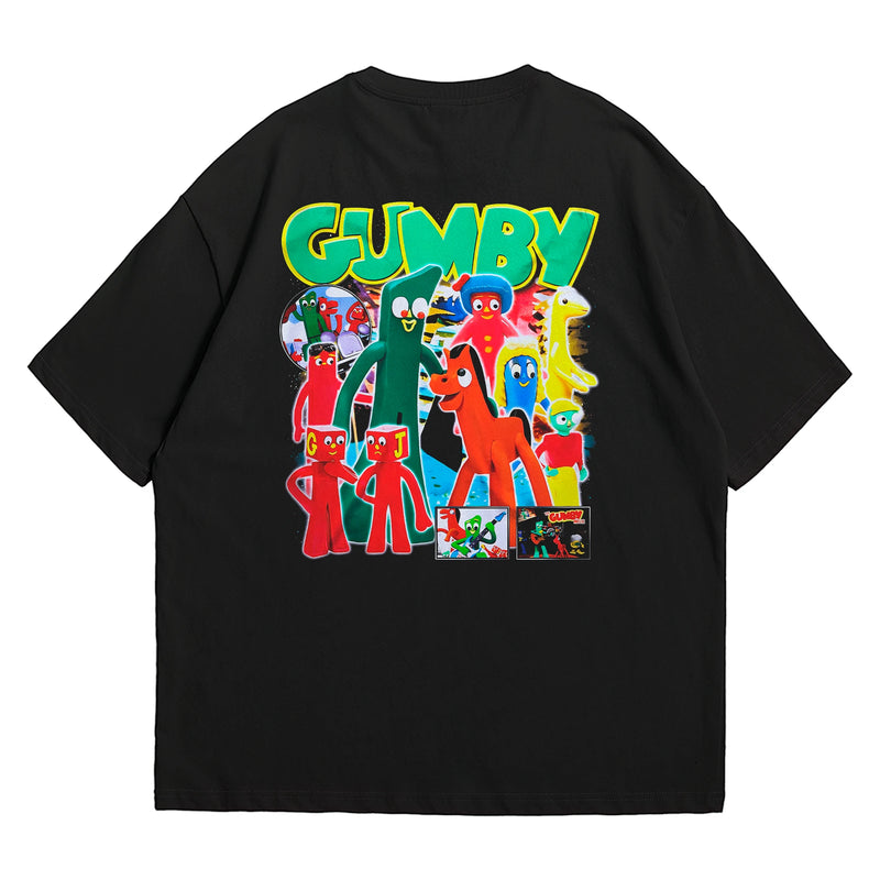 Camiseta Oversized Algodão Desenhos Retrô Gumby