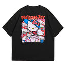 Camiseta Oversized Algodão Desenhos Retrô Hello Kitty