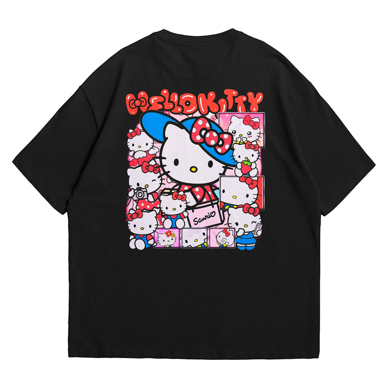 Camiseta Oversized Algodão Desenhos Retrô Hello Kitty