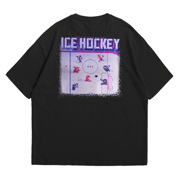 Camiseta Oversized Algodão Pixel Game Ice Hockey