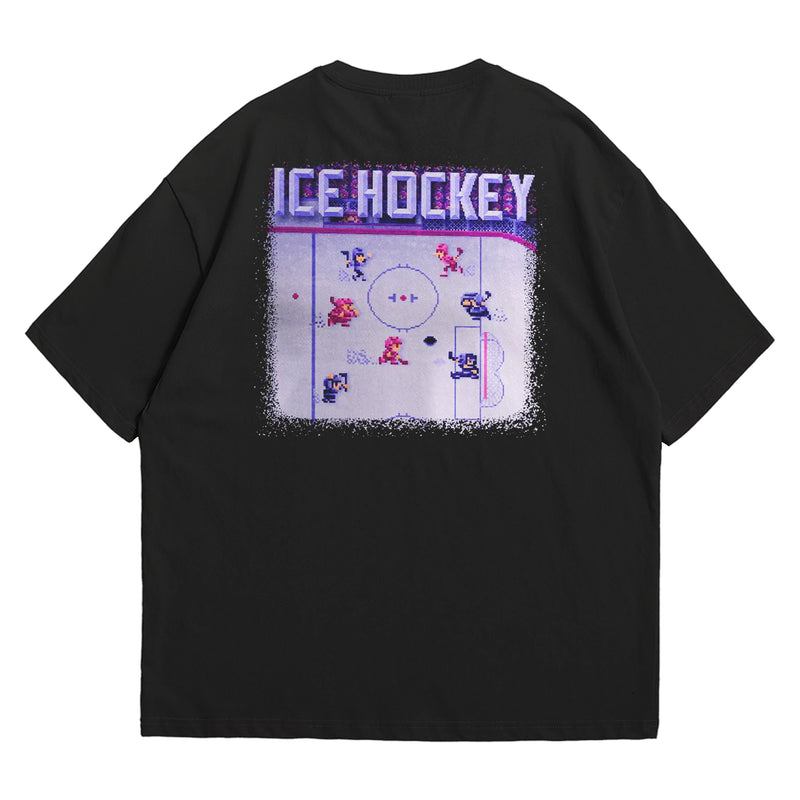 Camiseta Oversized Algodão Pixel Game Ice Hockey