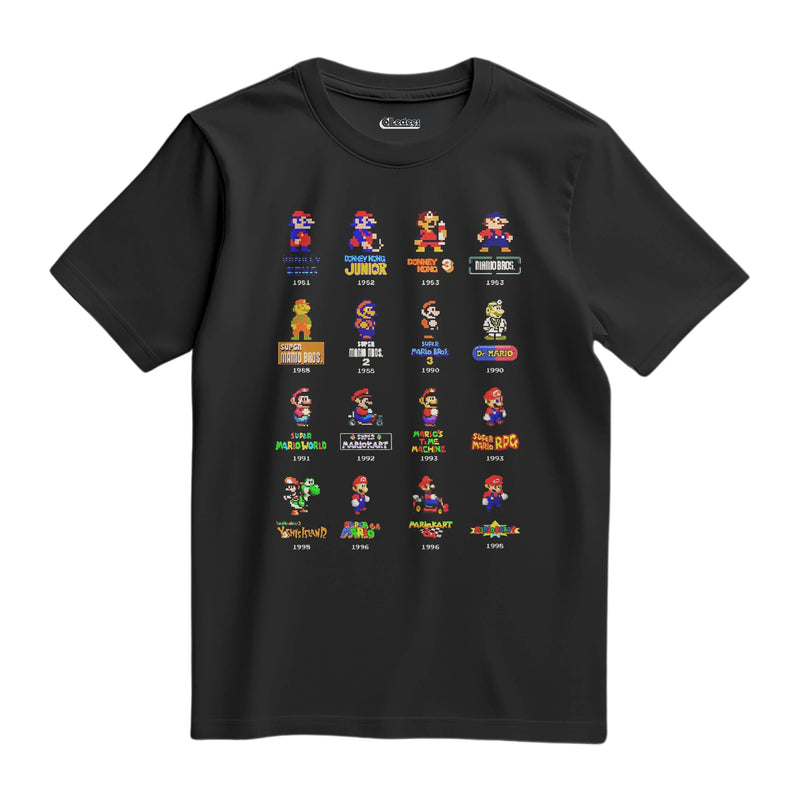 Camiseta Algodão Premium Pixel Game Mario Collection