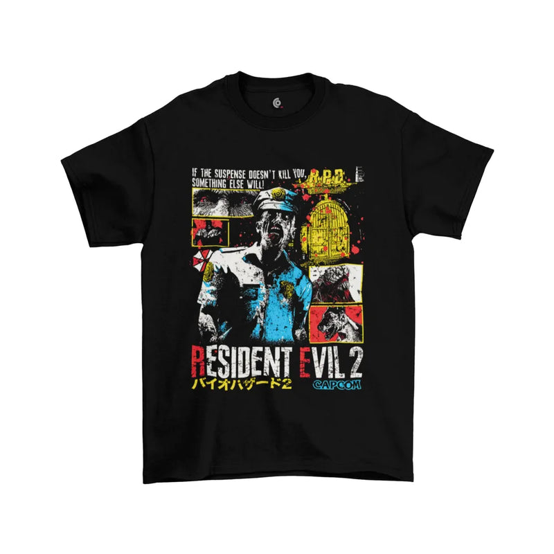 Camiseta Algodão Premium PlayStation Game Resident Evil 2: Zombie Cop