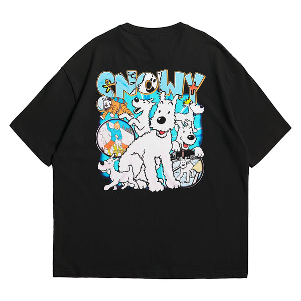 Camiseta Oversized Algodão Desenhos Retrô Snowy