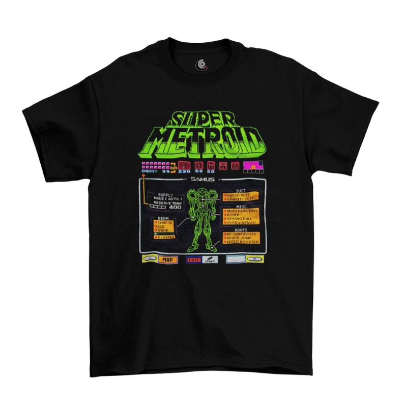 Camiseta Algodão Premium Super Nintendo Game Super Metroid Skills