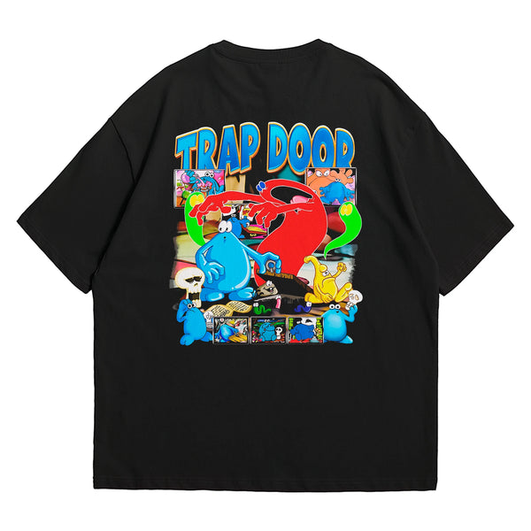 Camiseta Oversized Algodão Desenhos Retrô Trap Door