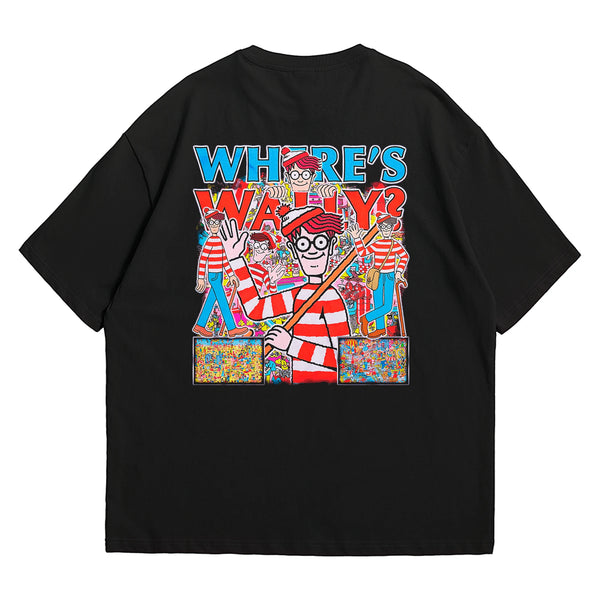 Camiseta Oversized Algodão Desenhos Retrô Where's Wally?